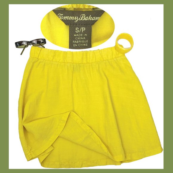 Tommy Bahama Dresses & Skirts - Tommy Bahama Yellow Linen Swing Skirt Sz S